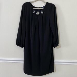 Piazza Sempione Puff Sleeve Black Dress Mirror Detail Womens Size L